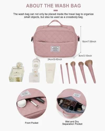 Vista 6 de Bolsa de lona de viaje, bolsa de fin de semana para mujer, R2-pink, Bolsa de viaje
