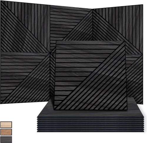Vista 17 de WoveN SounD Paneles de pared acústicos, teca, paquete de 8, 23.6 x 23.6 pulgadas