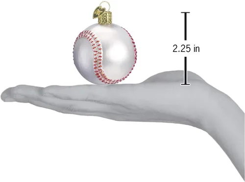Vista 3 de Old World Christmas - Adorno de béisbol de vidrio soplado para árbol de Navidad, decoración festiva artesanal, colección deportiva