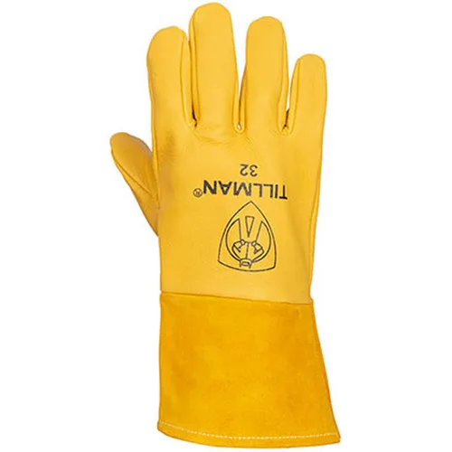 Vista 4 de John Tillman and Co - Guantes de soldador MIG sin forro de piel de cerdo de grano superior de 14 pulgadas, medianos de 14 pulgadas, con puño de 4