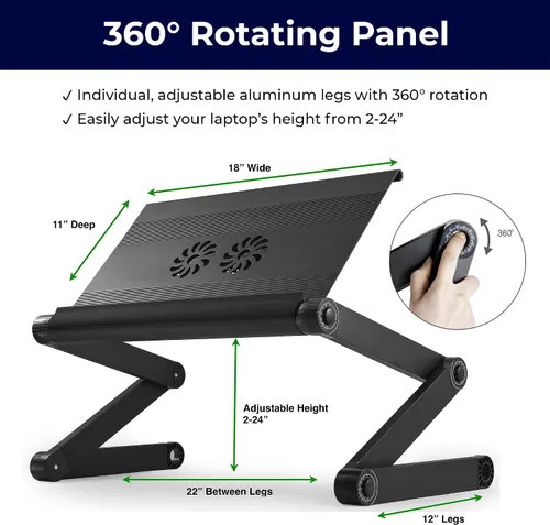 Vista 3 de Soporte para computadora portátil WorkEZ Executive, multifunción, ergonómico, soporte para computadora para la cama y el sillón, plegable, de altura