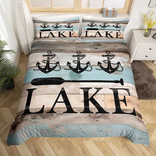 Vista 13 de Erosebridal Funda de edredón náutica para niños y niñas, juego de ropa de cama azul y blanco oceánico, funda de edredón de tabla de surf Hawaii