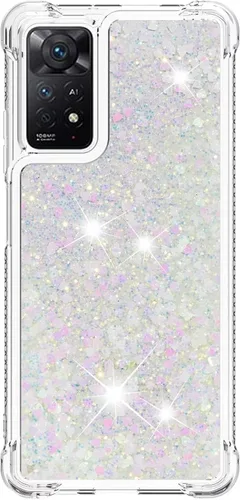 Vista 52 de Funda de silicona transparente con purpurina para Xiaomi Redmi A1 Bling Liquid Clear Star Heart Silicone Bumper a prueba de golpes, funda Azul