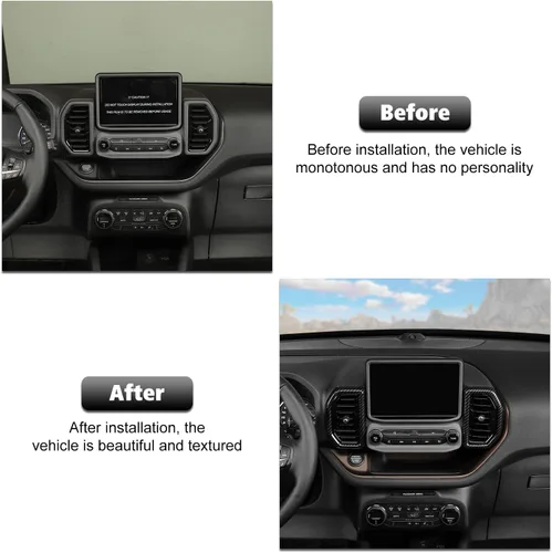 Vista 6 de RT-TCZ Kit de anillo de decoración de aire de fibra de carbono, accesorios interiores para Ford Bronco Sport 2021 2022