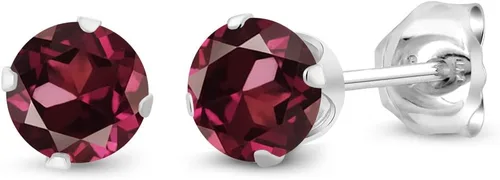 Vista 13 de Gem Stone King Aretes redondos de plata de ley 925 con piedra natal de 0.157 in para mujer