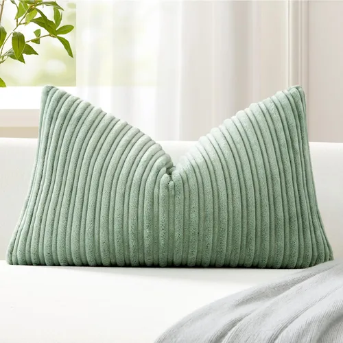 Vista 40 de Kevin Textile - Fundas de almohada de pana a rayas de 16 x 16 pulgadas, paquete de 2, color rosa bebé