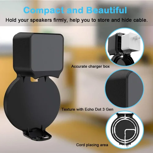 Vista 3 de Maxonar Soporte de pared Echo Dot, soporte para Echo Dot de 3ª generación, compatible con HomePod Mini, accesorios inteligentes para Echo Dot