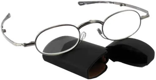Vista 7 de Calabria Gafas de lectura plegables con especificaciones plateadas, lectores de bolsillo plegables para hombres y mujeres, estuche rígido negro