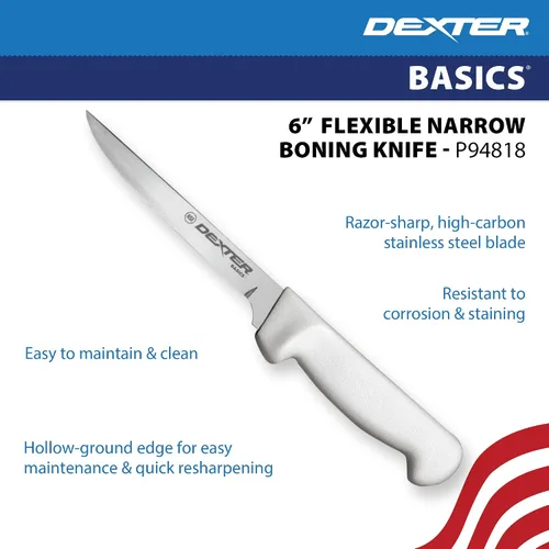 Vista 3 de Dexter-Russell P94818 Basics 31614 Cuchillo de deshuesar, hoja de acero de alto carbono de 152 mm, libre de manchas, flexible y estrecha, mango
