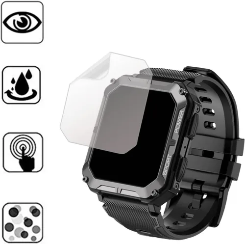 Vista 5 de Protector de pantalla de reloj inteligente militar compatible con PUREROYI (paquete de 6) compatible con VIRAN/Rgthuhu C20 Pro 1.83 pulgadas