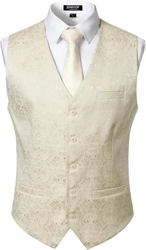 Vista 7 de JEMITOP Chaleco de vestir de cachemira para hombre, chaleco de traje Negro