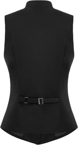 Vista 2 de KANCY KOLE Chaleco totalmente forrado para mujer, trajes de vestir formales de negocios, con botones, steampunk vintage