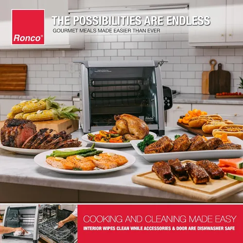 Vista 5 de Ronco Horno asador de encimera digital platino 6000, capacidad de 12 libras El pollo asado se cocina perfectamente, 3 funciones: asador, sear