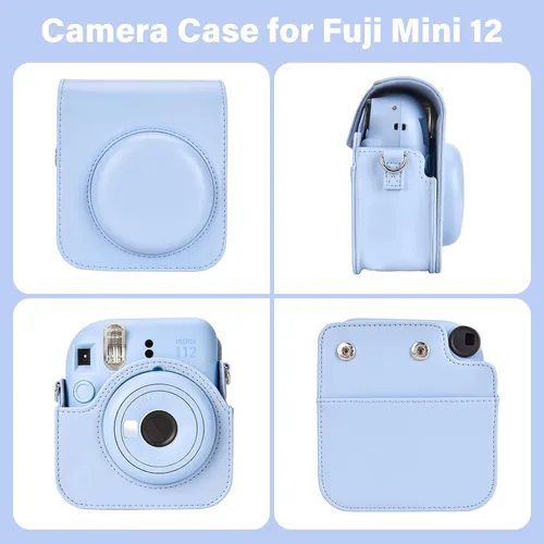 Vista 5 de Fuji Mini 12 - Funda para cámara y álbum de fotos, funda protectora de cuero compatible con cámara instantánea Instax Mini 12 con álbum de fotos