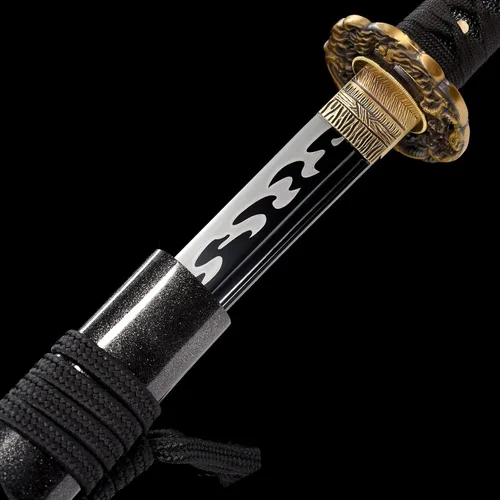 Vista 4 de Espada Katana hecha a mano, 100% acero de alto carbono, hecha a mano, afilada, 41 pulgadas, espiga completa, funcional, práctica afilada