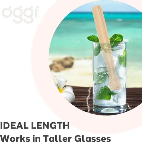 Vista 6 de OGGI Muddler largo para cócteles, madera, 8.5 pulgadas/8.7 in – Accesorios ideales para barman, accesorios de cóctel, muddler de bebidas, muddler
