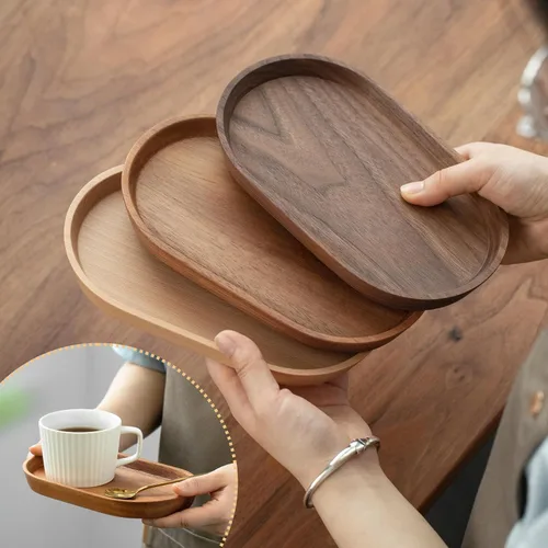 Vista 7 de Vandroop Mini bandeja de madera de acacia, bandeja de té y mesa de café 7.9
