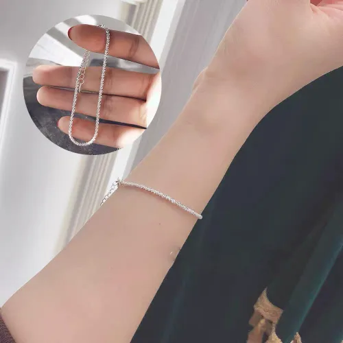 Vista 4 de Silver Link Bracelet, Silver Adjustable Chain Bracelets, Dainty Sparkle Chain Bracelet Jewelry for Women