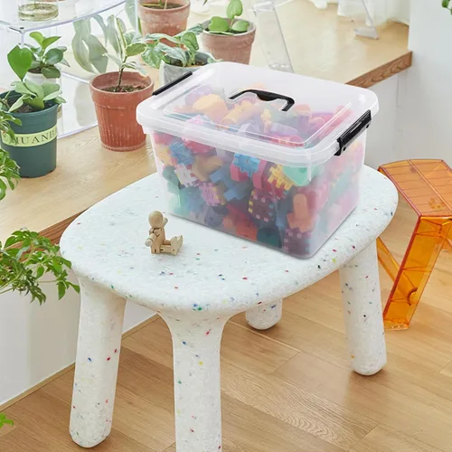 Vista 9 de Paquete de 4 cajas de almacenamiento de 10.5 cuartos de galón con tapa, contenedor de plástico para almacenamiento Clear BPA-free plastic, secure