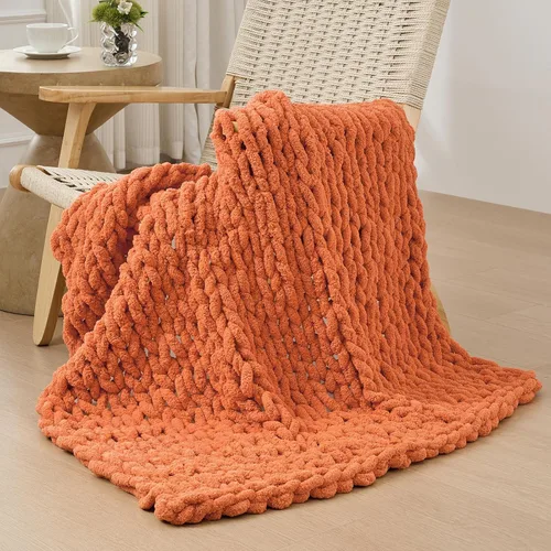 Vista 47 de Bigacogo - Cobija de punto grueso de 40 x 40 pulgadas, de felpilla, 100% tejida a mano, cobija pequeña de punto trenzado suave y grueso, con nudo