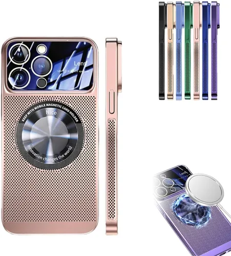 Vista 8 de Funda magnética de disipación de calor galvanizada para iPhone 13 14 Plus Pro Max, funda de refrigeración magnética sin marco para ventana grande