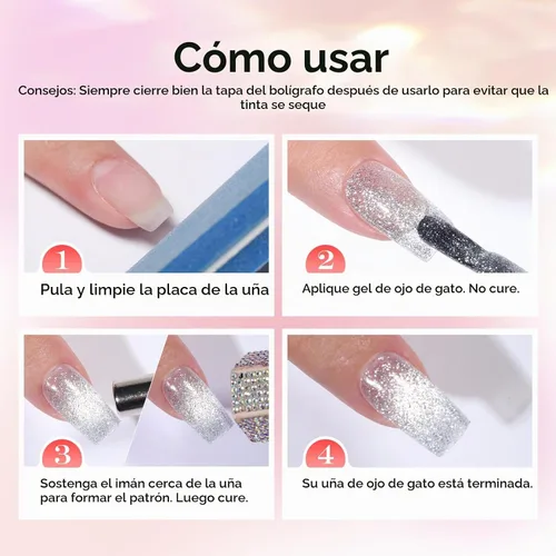 Vista 7 de Juego de gel de ojo de gato negro, no necesita base ni capa superior (1 barra magnética)