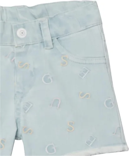 Vista 2 de GUESS Pantalones cortos de mezclilla elásticos bordados para niñas
