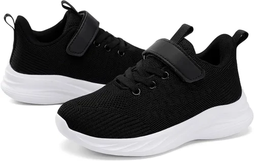 Vista 4 de Zapatos negros para niños y niñas, zapatillas de tenis para niños, zapatos escolares para niños pequeñosniños grandes
