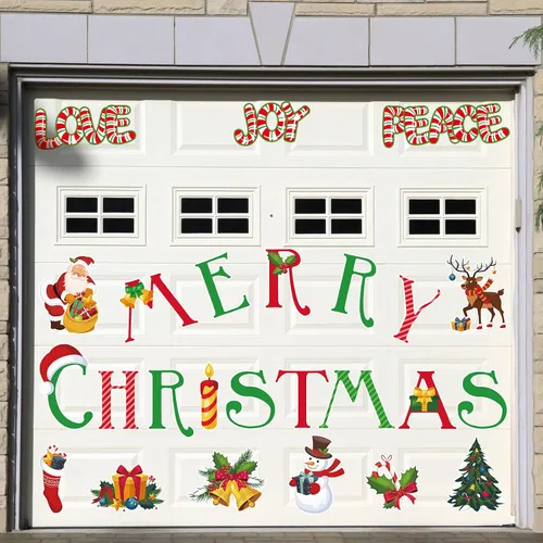 Vista 8 de BBTO 25 piezas de decoración de puerta de garaje de Navidad decoración de puerta de garaje, calcomanías de imanes de Feliz Navidad