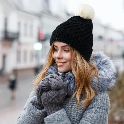 Vista 6 de zowya Gorro de punto suave cálido para mujeres y hombres, sombrero de invierno de doble cara