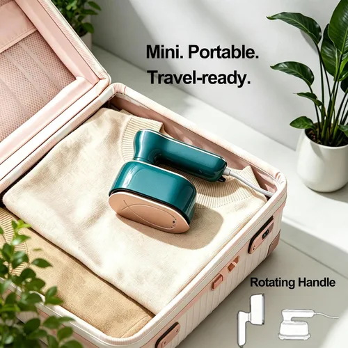 Vista 5 de Vaporizador de Viaje para Ropa - Planchas de Vapor Pequeñas de 1000W Plegables para Eliminación de Arrugas, Mini Vaporizador Portátil Compacto