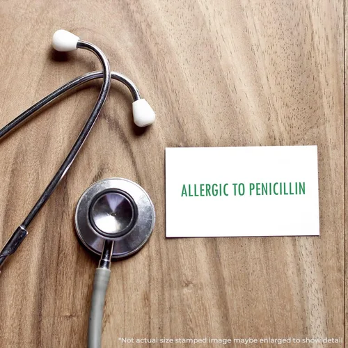 Vista 3 de Sello grande autoentintado alérgico a la penicilina, suministros de oficina médico, hasta 5 K impresiones, reiniciable, fácil de presionar e