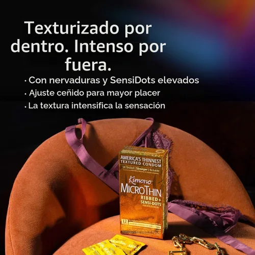 Vista 3 de Kimono MicroThin - Preservativos Sensi-Dots acanalados, paquete de 12