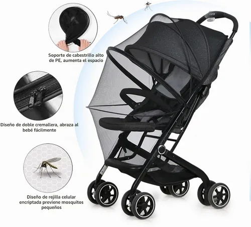 Vista 2 de DUOMI Mosquitera para cochecito, cubierta universal para insectos con cremallera Cobertura completa de insectos, malla transpirable, malla