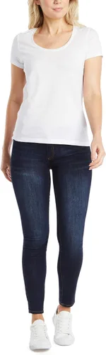 Vista 2 de Nautica Camiseta Easy Comfort para mujer, cuello redondo, súper suave, 100% algodón, color liso