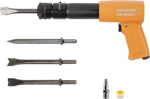 Vista 12 de Kit de martillo de aire de cañón corto UPWOOD UW-AH150 con retenedor de cambio rápido y 4 cinceles, trazo de 1-5/8 pulgadas, 4500 RPM, peso ligero