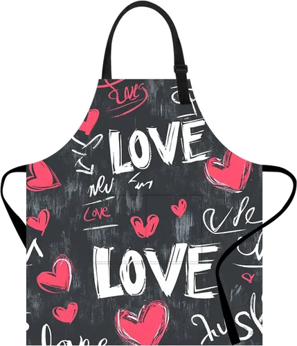 Vista 30 de Delantal de cocina para el hogar, cocina, horneado, jardinería, para mujeres y hombres, con bolsillos, delantal impermeable, 32 x 28 pulgadas