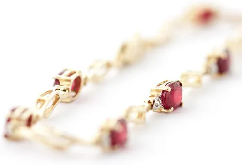 Vista 4 de Galaxy Gold GG Pulsera de tenis de oro amarillo macizo de 14 k Diamante rubí de 4.21 ct