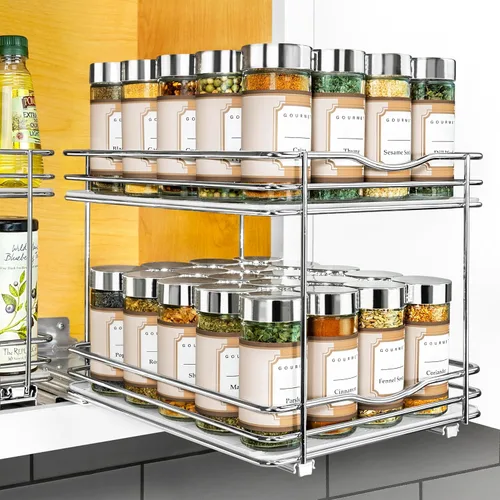 Vista 11 de LYNK PROFESSIONAL® Organizador de especiero extraíble para el interior de armarios de cocina - 4-3/8 pulgadas de ancho - Cajón deslizable - Estantes