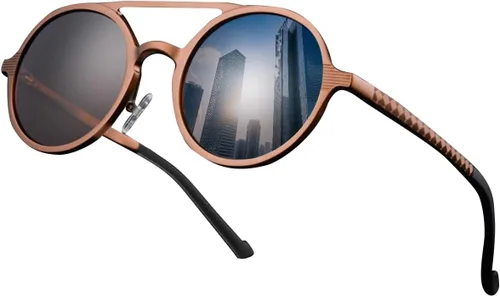 Vista 6 de Retro redondo aluminio magnesio antirreflejo polarizado gafas de lectura conducción gafas de sol al aire libre presbiopic