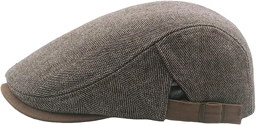 Vista 5 de Gorra de tweed de espiga para hombre, gorra plana de Ivy Gatsby, gorra de taxi ajustable para mujer