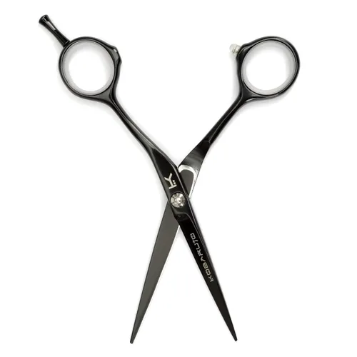 Vista 2 de Tijeras de peluquería profesional de cobalto negro muy afiladas de 5.5 pulgadas