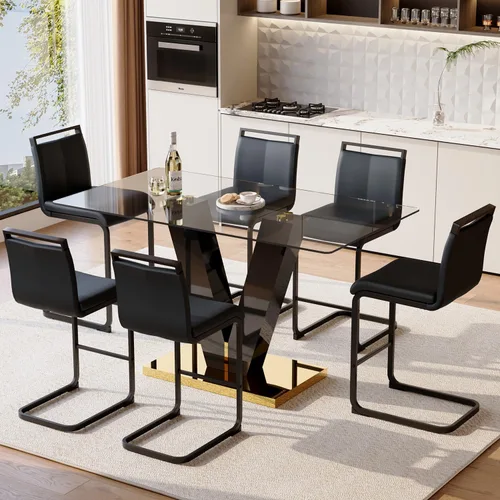 Vista 7 de gopop Juego de 2 taburetes de bar de altura de mostrador con respaldo, taburetes de cocina de cuero sintético negro con patas de metal recubierto