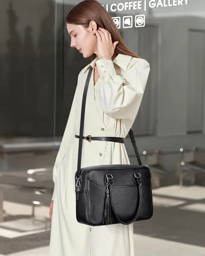 Vista 3 de Over Earth Bolso de mano de cuero para mujer, bolso de hombro con asa superior
