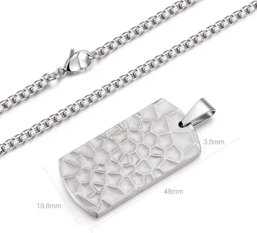 Vista 2 de Holizaly Collar con etiqueta de perro para hombre elegante etiqueta de acero inoxidable dos tonos azul y negro con cadena de 230in de grosor caja