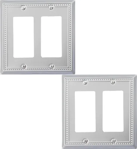 Vista 33 de OKAWYC Belaire - Cubierta para interruptor de luz de decoración individual, placa de pared de metal con cuentas, paquete de 4 unidades de bronce