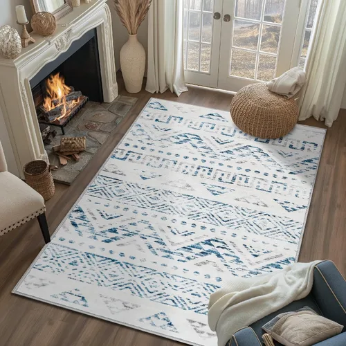Vista 13 de JINCHAN - Alfombra marroquí de 2 x 3 pies, para entrada - Alfombra lavable a máquina, geométrica moderna, para cocina, suave, de lana sintética