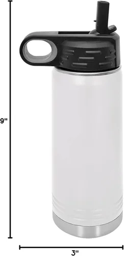 Vista 71 de LaserGram Botella de agua personalizada, tren de carga, acero inoxidable de doble pared aislada al vacío con popote superior, regalo grabado Negro