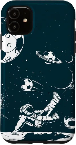 Vista 8 de Funda para iPhone 16 para teléfono de fútbol, amante del fútbol, jugador de fútbol espacial, funda de astronauta