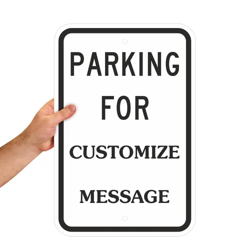 Vista 4 de Letrero personalizado "Parking For - Add Your Message" de SmartSign Aluminio de 12 x 18 pulgadas